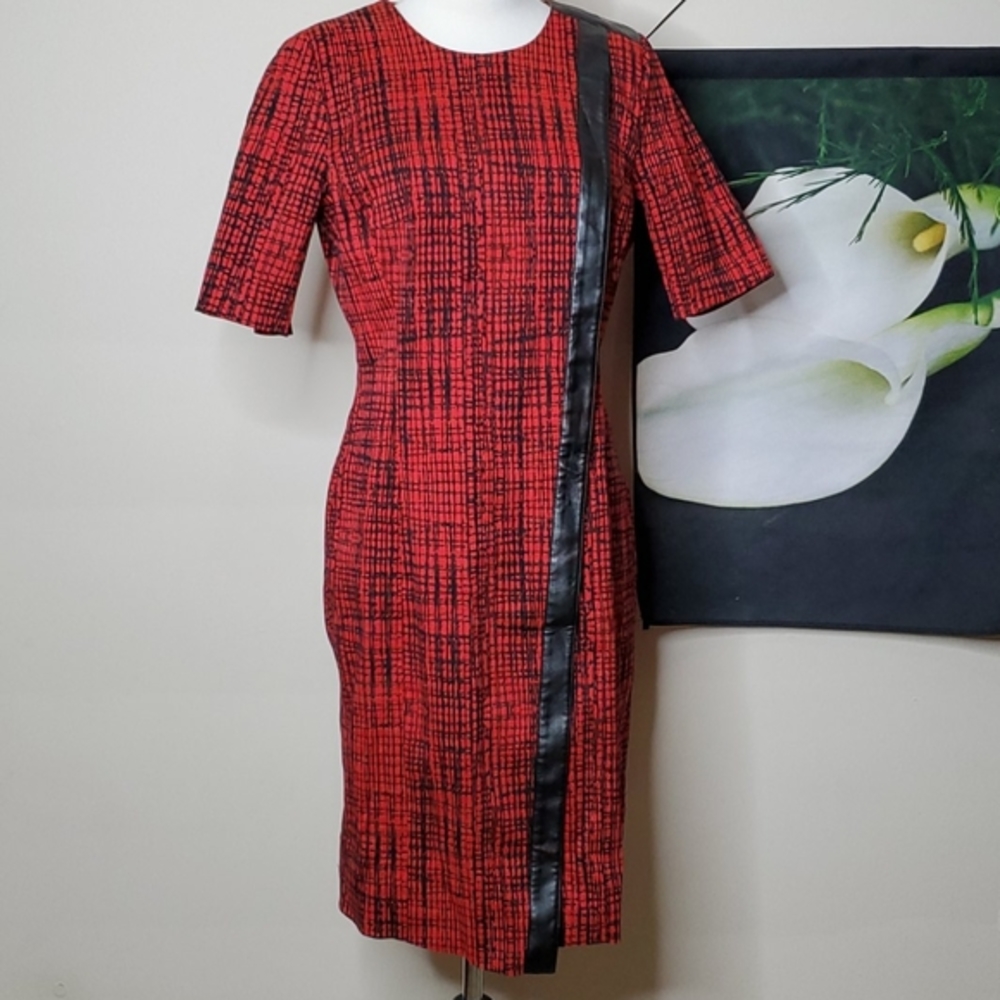 Worth Faux Leather Trim Dress